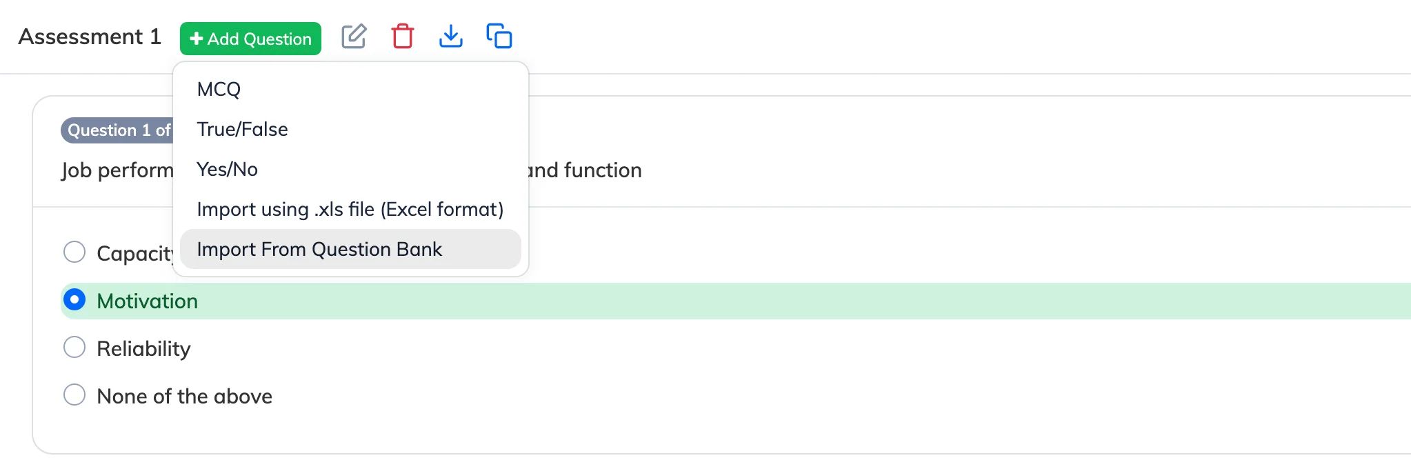 Import questions from Question Bank into a quiz
